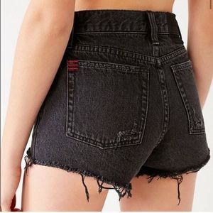 urban outfitters black denim high waisted shorts